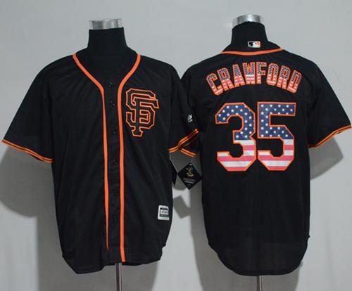 Giants #35 Brandon Crawford Black USA Flag Fashion Stitched MLB Jersey